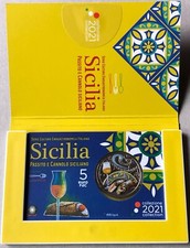 ITALIA 2021 MONETA FDC 5 EURO SICILIA PASSITO E CANNOLO SICILIANO COINCARD IPZS