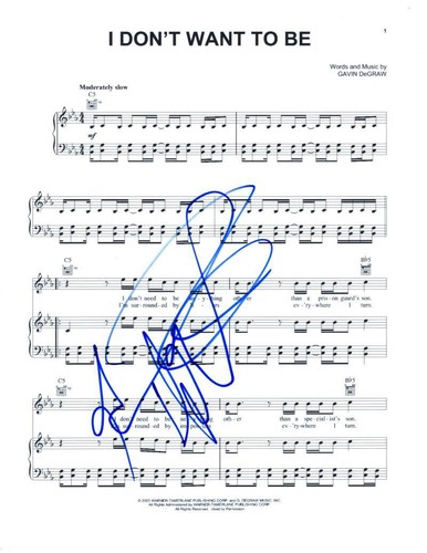 Autografo firmato gavin degraw - autografo,