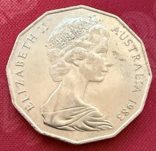 Australia 1983 50 centesimi stemma con canguro ed emu moneta estera molto bella