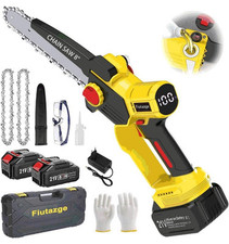 Mini Motosega a Batteria 8 Pollici, Motosega Con 2 Batterie Pompetta Olio