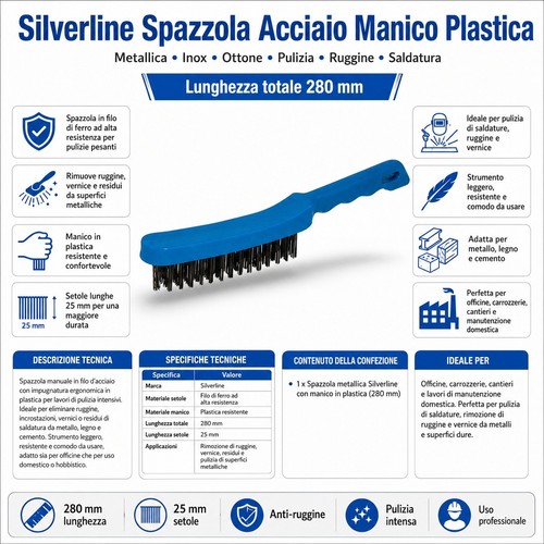 Spazzola acciaio manico - spazzola,