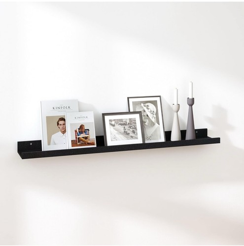 Black floating wall shelf - black,