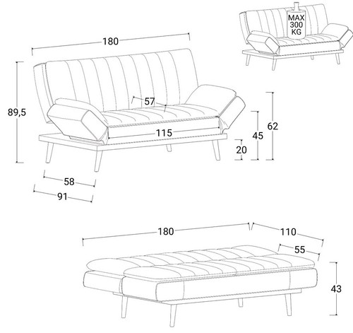 Divano letto posti in - letto,
