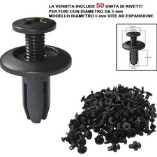 50 RIVETTI PLASTICA 6 mm CLIP A VITE CARENA CODONE YAMAHA HONDA SUZUKI KAWASAKI