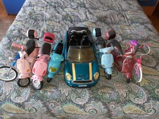 Lotto accessori di barbie 5 vespe 2 bici 1 cooper di ken