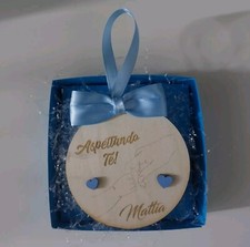 "Aspettando Te" Pallina di Natale in legno personalizzata Idea Regalo NATALE