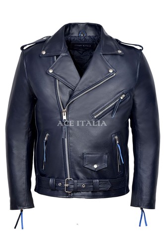 Giacca pelle uomo - , blu