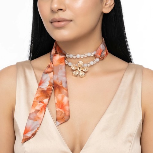 Collana sciarpa collo perline