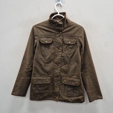 Giacca Barbour x Morris Utility Cera Cotone Impermeabile Foderata Floreale Marrone Uk 8