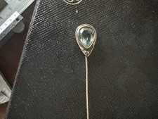 Spilla Antica Oro Basso Acquamarina E Diamante 