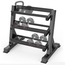 RASTRELLIERA 3 LIVELLI SUPPORTO RACK PORTA MANUBRI PESI ESPOSITORE PALESTRA CASA