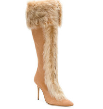 Sexy Womens Ladies Pointy Toe Stiletto Heel Fleece Lined Lace Up Knee High Boots