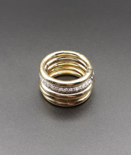 Anello cinque fedi snodabili 18k diamanti oro giallo oro bianco lucido gioielli