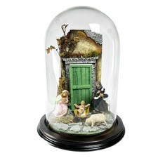 PRESEPE in CAMPANA di VETRO 20 x 30 - Pastori Natività in terracotta Sughero