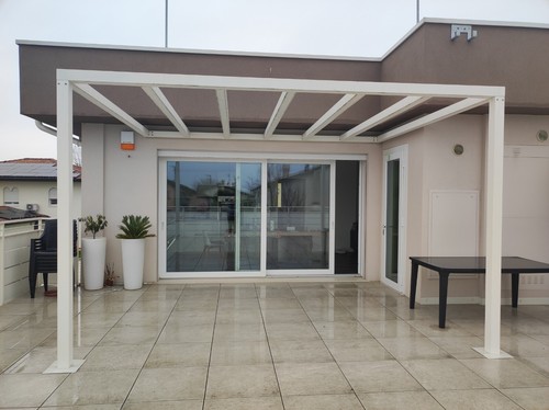Pergola addossata alluminio - addossata, in