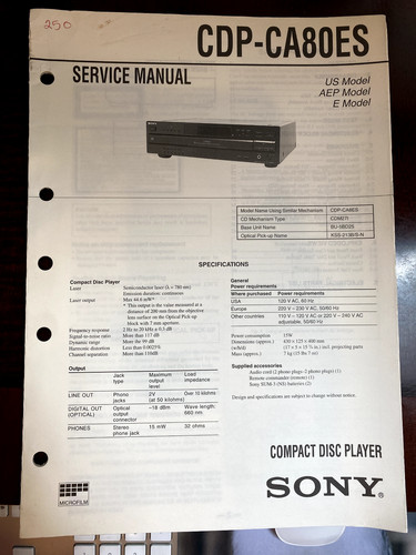 Lettore sony cdp ca80es - cd,