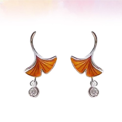 Paio orecchini foglia gingko - 1,