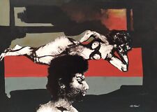 Quadro Elio Pelosi donna nudo/figura surrealista moderno tecnica mista 1970