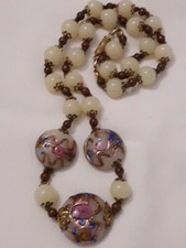 collana  vintage in vetro  avorio di MURANO originale 100%, wedding cake