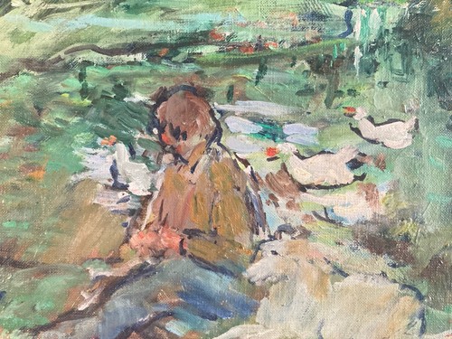 Pittura olio tela anatra - anatra, lago