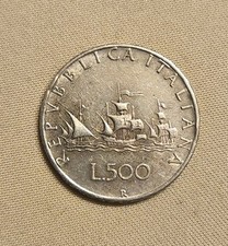 Italia  500 Lire argento Caravelle anno 1965