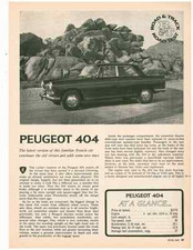 PEUGEOT 404 1965 ~ PROVA SU STRADA ORIGINALE 3 PAGINE / ARTICOLO / ANNUNCIO