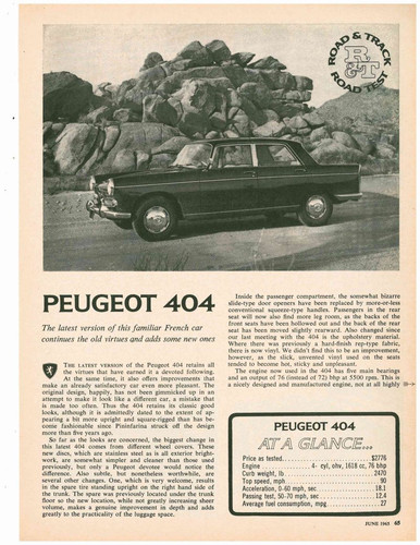 Peugeot 404 1965 - 404, su