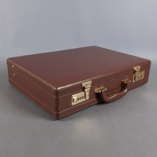 Valigia pelle marrone ottone - pelle,