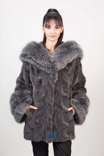Cappotto visone grafite con