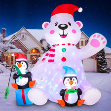 Gonfiabile Natale 210cm Pinguini e Orso Polare LED Decorazione Giardino Esterno