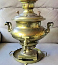 GRANDE SAMOVAR ANTICO RUSSO RAME OTTONE FINE 800 FIRMATO , ALTO 47 CM, 7 LITRI.