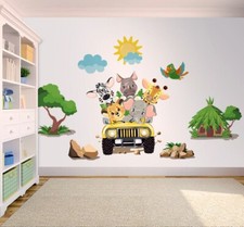 Safari Jeep Adventure Ride Set! Adesivi murali rimovibili. Ottimo per qualsiasi cameretta dei bambini!