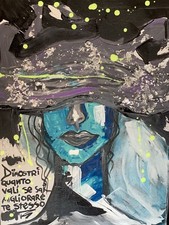 QUADRO MODERNO DIPINTO A MANO DONNA VOLTO QUADRI MODERNI PER CASA UFFICIO - SUSE