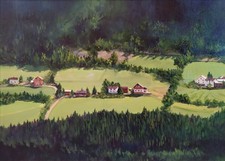 Veduta estiva della Valle Alpina-Val Passiria-Sudtirol-Dipinto originale ad Olio