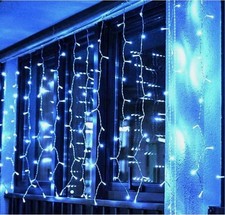 Tenda Luminosa 12x0,8m 480 LED Natale Luce blu fissa + Flash Freddo da esterno