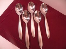 5 Cambridge CBS46 Stainless Oval Soup Spoons Satin Handle Glossy Tip 7 7/8"