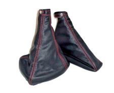 Cuffie leva cambio freno compatibile con Alfa Romeo 156 1°serie vera pelle nera