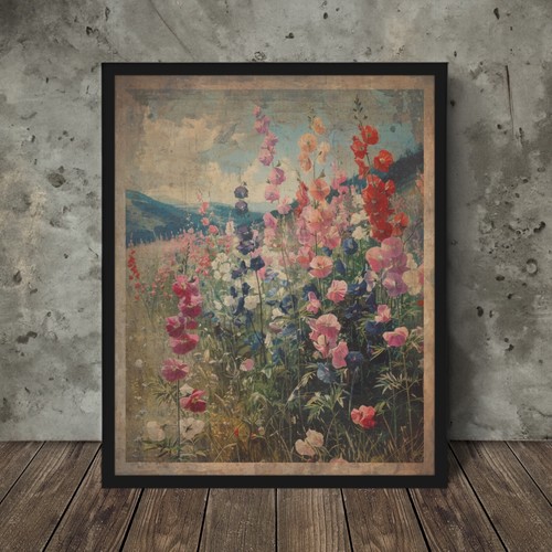 Vintage sweet pea flower wall - sweet,