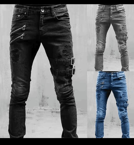 Pantaloni uomo biker moda