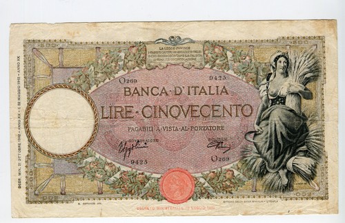 Banconota 500 lire mietitrice - 500,