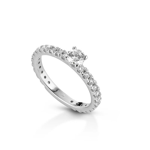 Anello solitario oro bianco - anello,