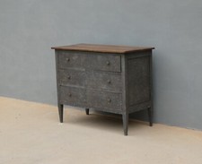 Antico comò cassettone laccato Shabby Chic con piano in noce, '800 - L 104,5 cm!