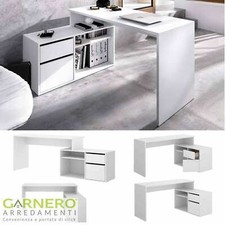 Scrivania bianca ufficio angolare TEDDY casa studio moderno pc computer ripiani