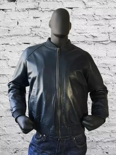 Giubbotto uomo pelle blu - pelle,
