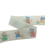 Nastro Bordo Tela Aida Fondo Panna con Fiori Punto Croce 55 Fori Alto 5 Cm P2069