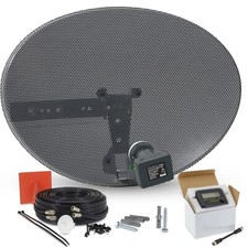 Zona 1 60 cm piatto satellitare e LNB doppio a 2 vie + 10 m nero doppio cavo e cercatore satellitare