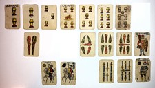 ANTICHE CARTE DA GIOCO MINI-INCOMPLETE-RARE 15 singole 2 doppie Prezzo x 1 carta