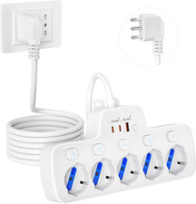 Ciabatta Multipresa Con Usb,Multipresa 5 Posti Polivalenti Schuko 10/16A,Ciabatt