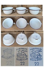 Lotto tre vasi da notte vasino rinale smaltato pitale Bassano e Leone d'oro