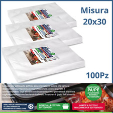 100 Buste sacchetti per sottovuoto alimenti goffrati sotto vuoto goffrate 20x30